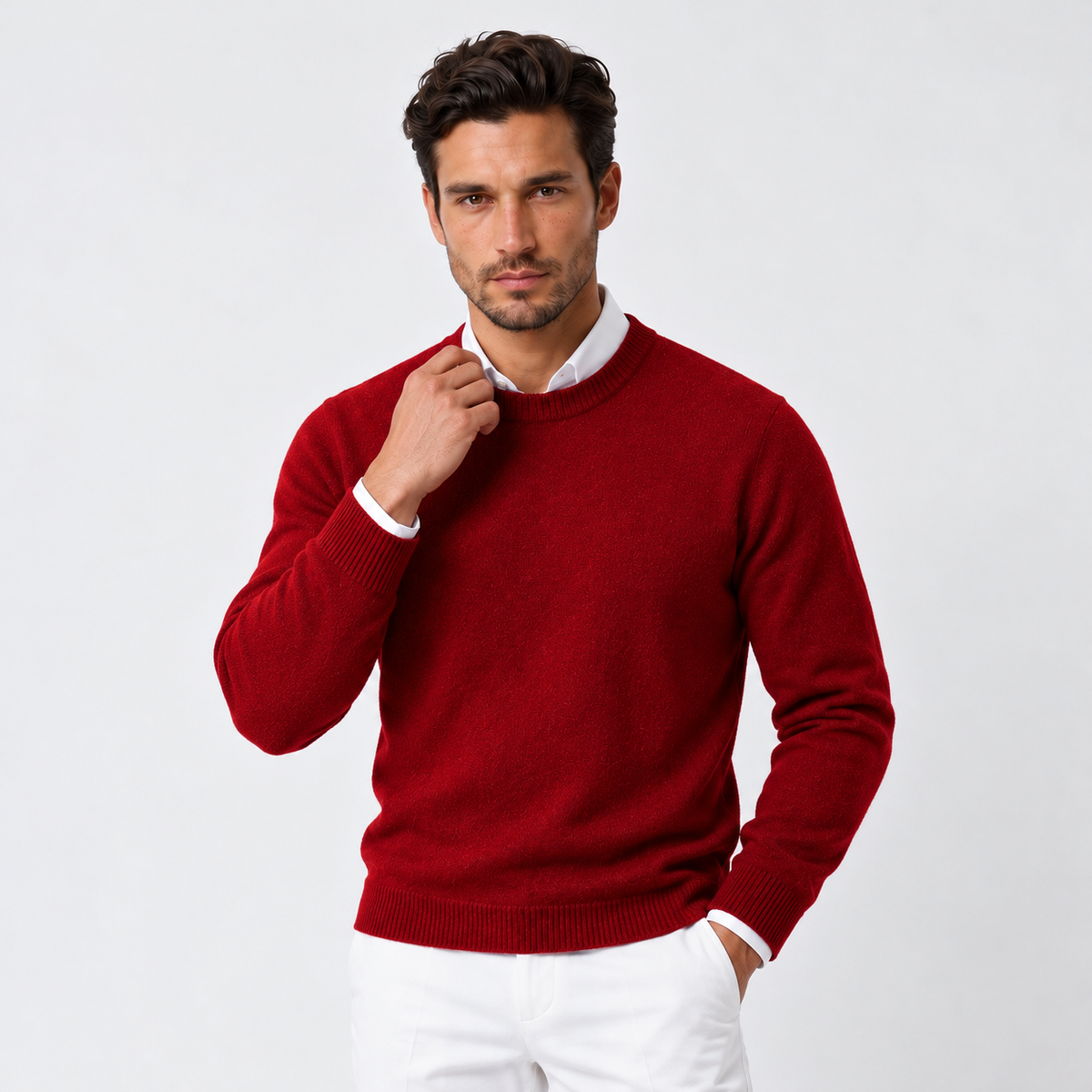 Men's Cashmere Crew Neck Sweater - Classic Pullover