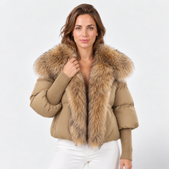 Chaqueta Acolchada Mujer con Cuello de Pelo Sintético