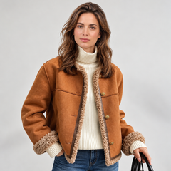Women's Brown Fitted Classic Jacket - Tailored Button Front