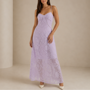 Vestido Maxi de Encaje Floral Mujer - Bodas y Eventos