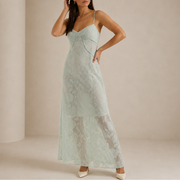 Vestido Maxi de Encaje Floral Mujer - Bodas y Eventos