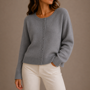 Cárdigan de Punto Mujer con Botones - Cuello Redondo