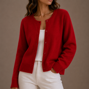 Cárdigan de Punto Mujer con Botones - Cuello Redondo