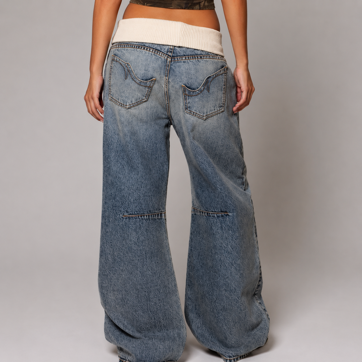Women's Premium Baggy Jeans - High-Waisted Wide Leg Denim Pants