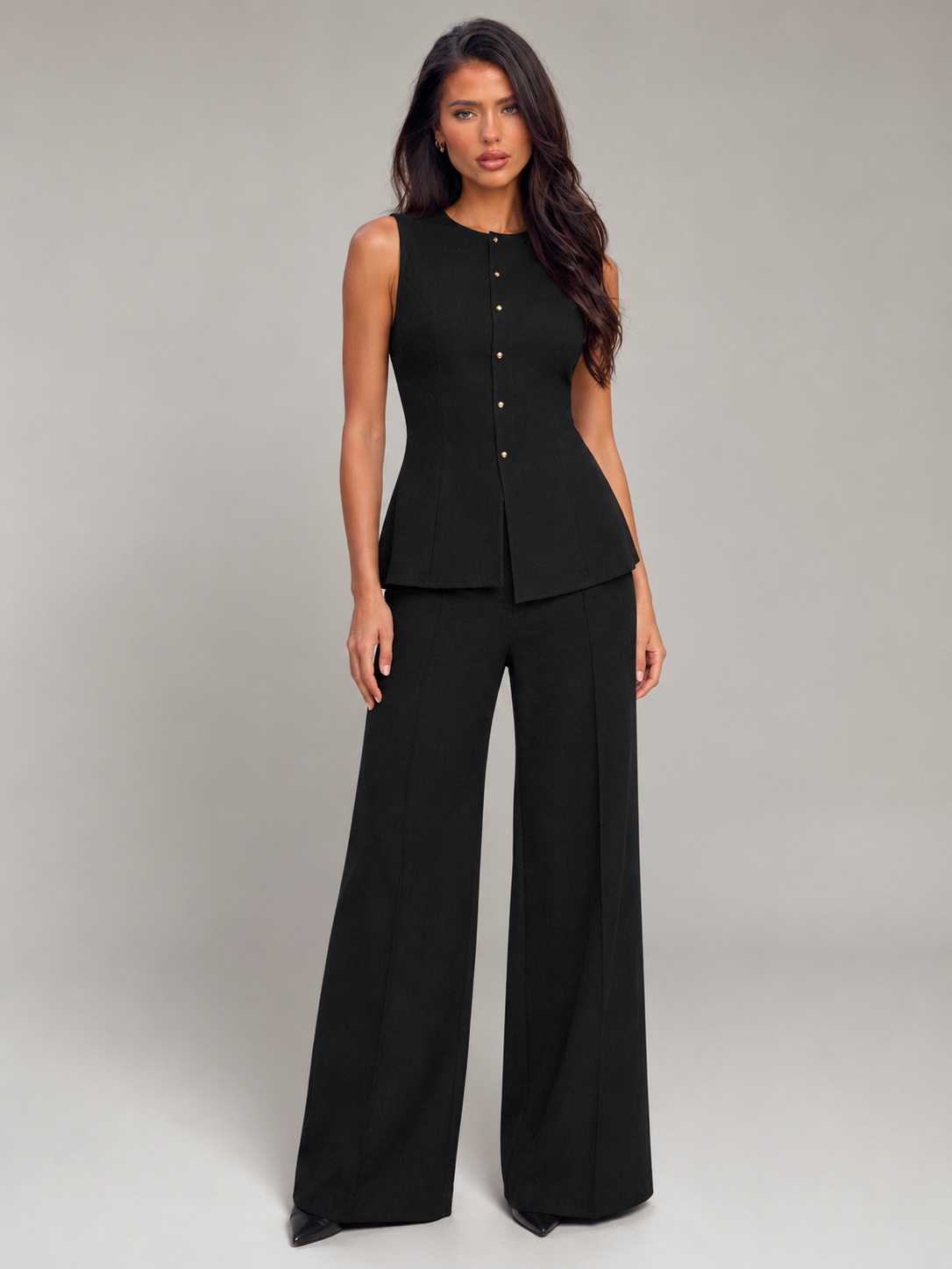Women's Vest Wide-Leg Pants Set