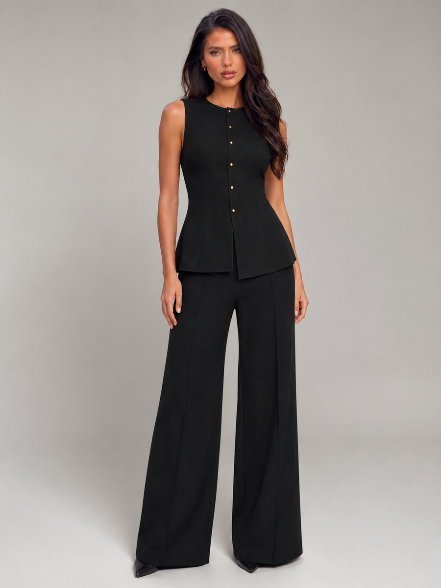 Women's Vest Wide-Leg Pants Set