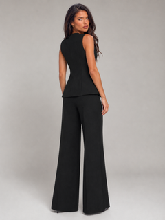 Conjunto de Chaleco y Pantalón Ancho Mujer - Elegante