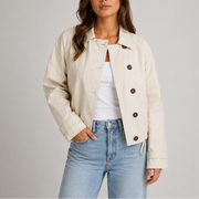 Premium Women's Cropped Jacket – Lightweight Button-Up Jacket with Classic Collar