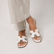 Women's Premium Leather Orthopedic Sandals – Flat Sandals with H-Strap