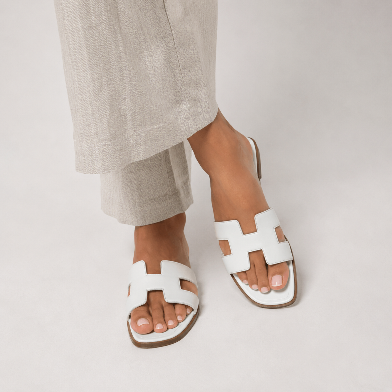 Women's Premium Leather Orthopedic Sandals – Flat Sandals with H-Strap