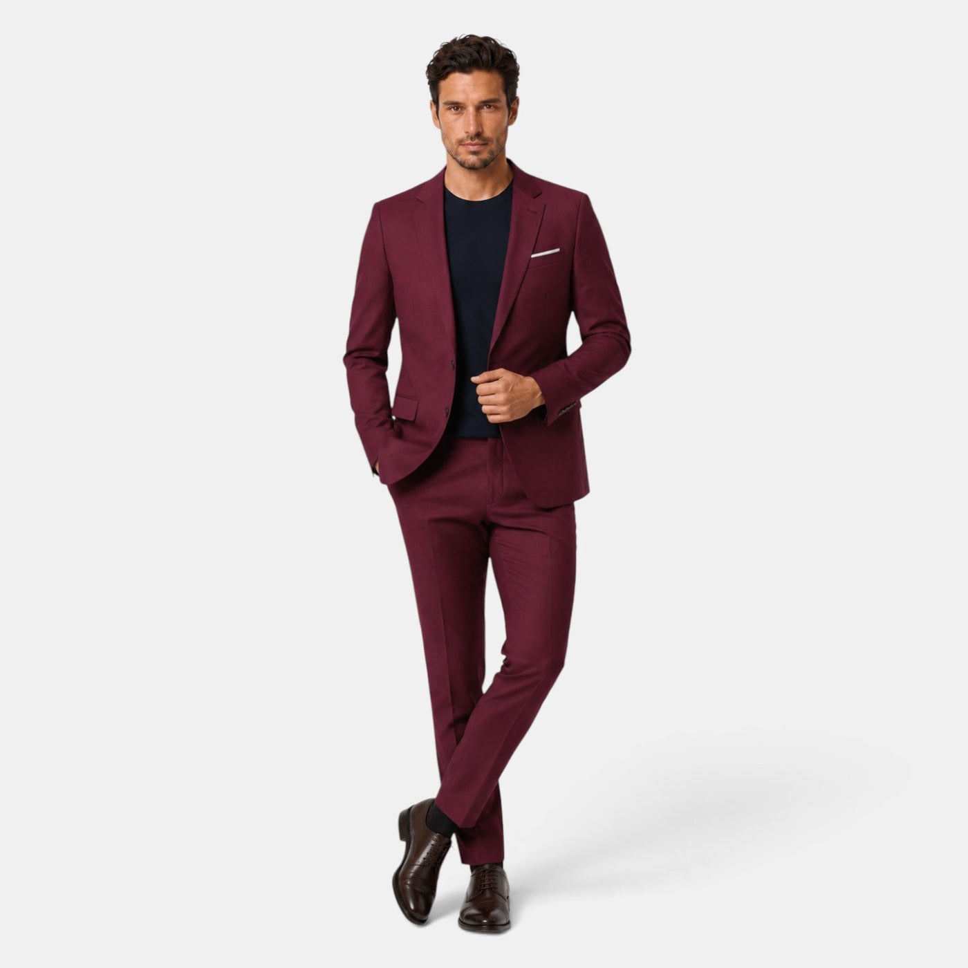 Traje Hombre Dos Piezas Corte Elegante Tejido Elástico