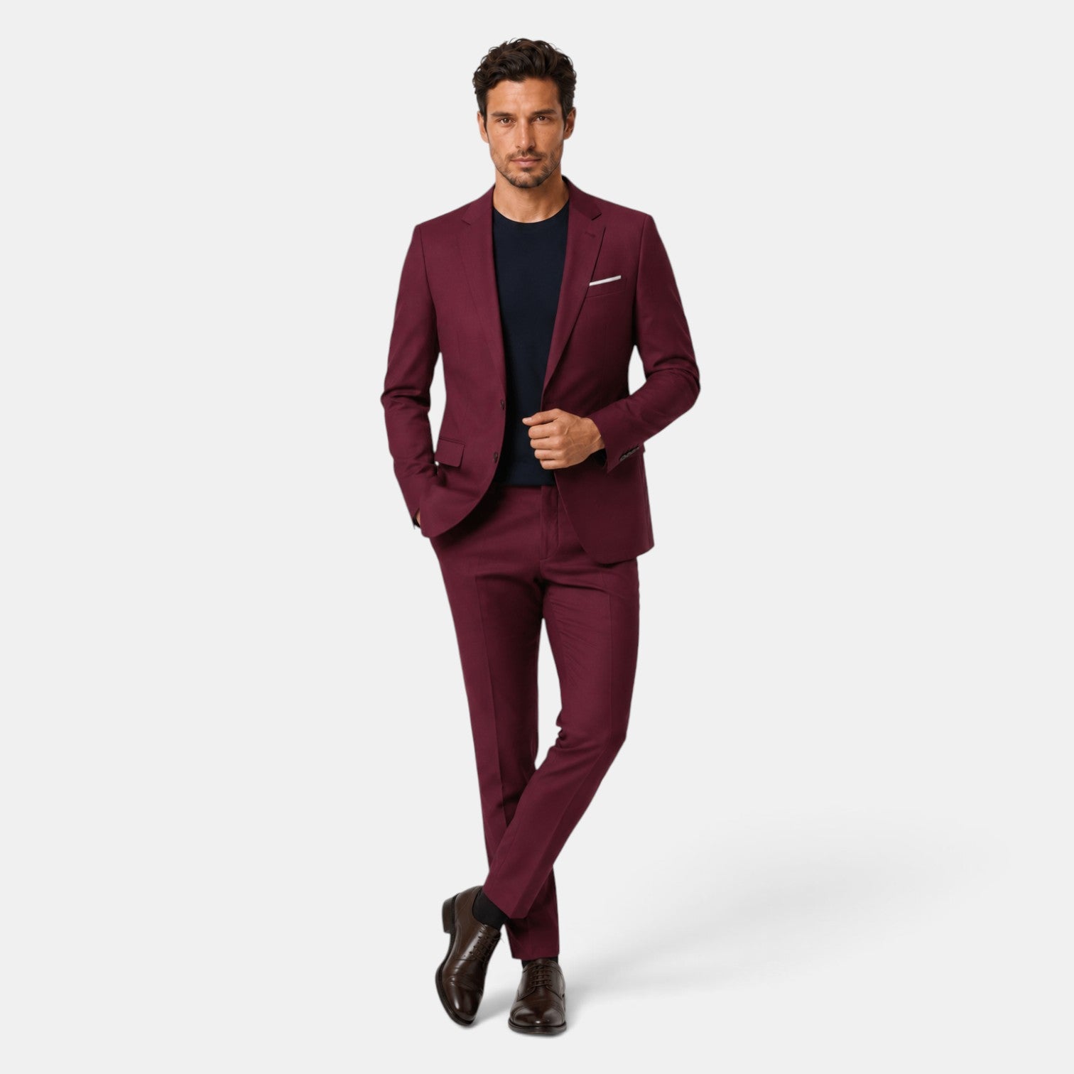 Traje Hombre Dos Piezas Corte Elegante Tejido Elástico