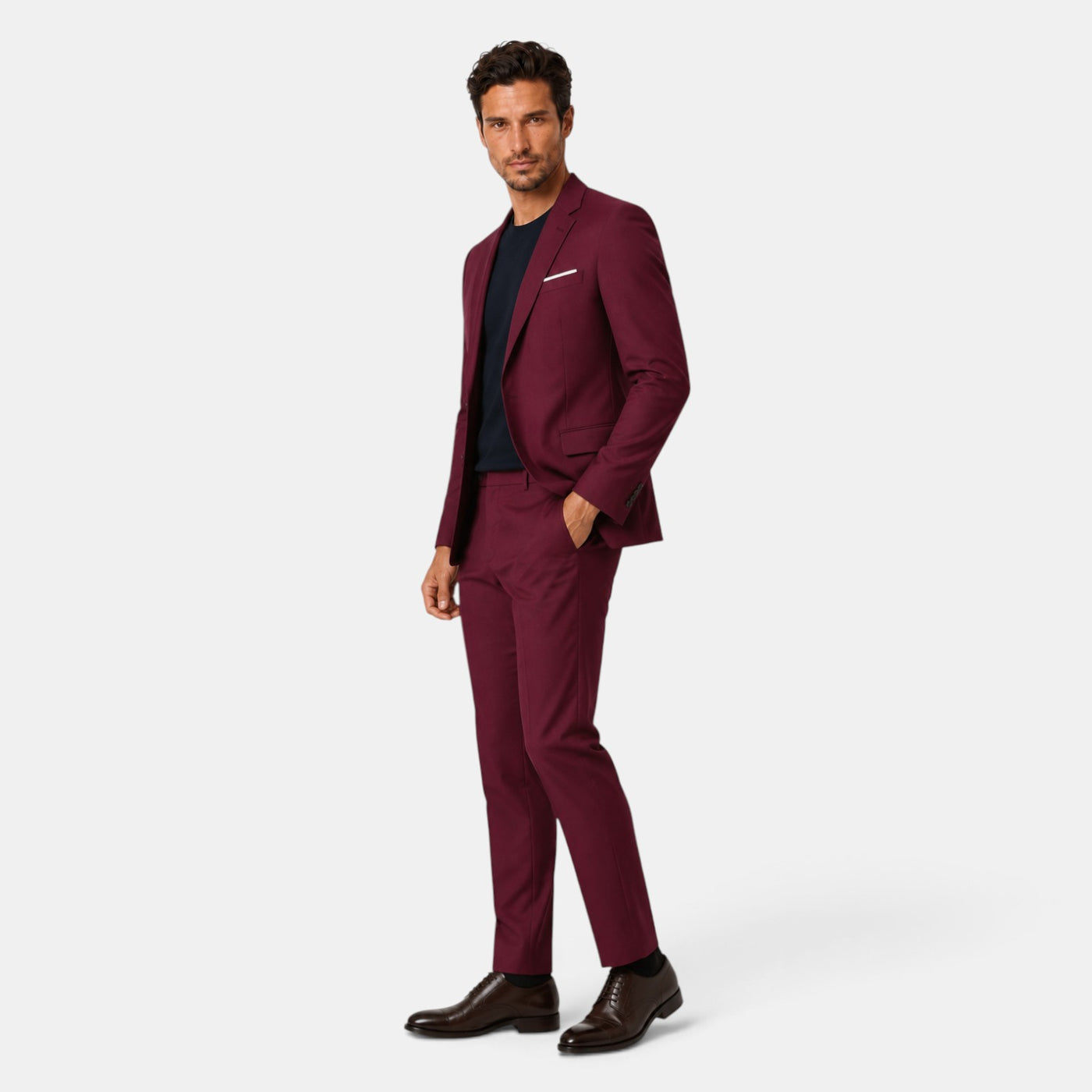 Traje Hombre Dos Piezas Corte Elegante Tejido Elástico