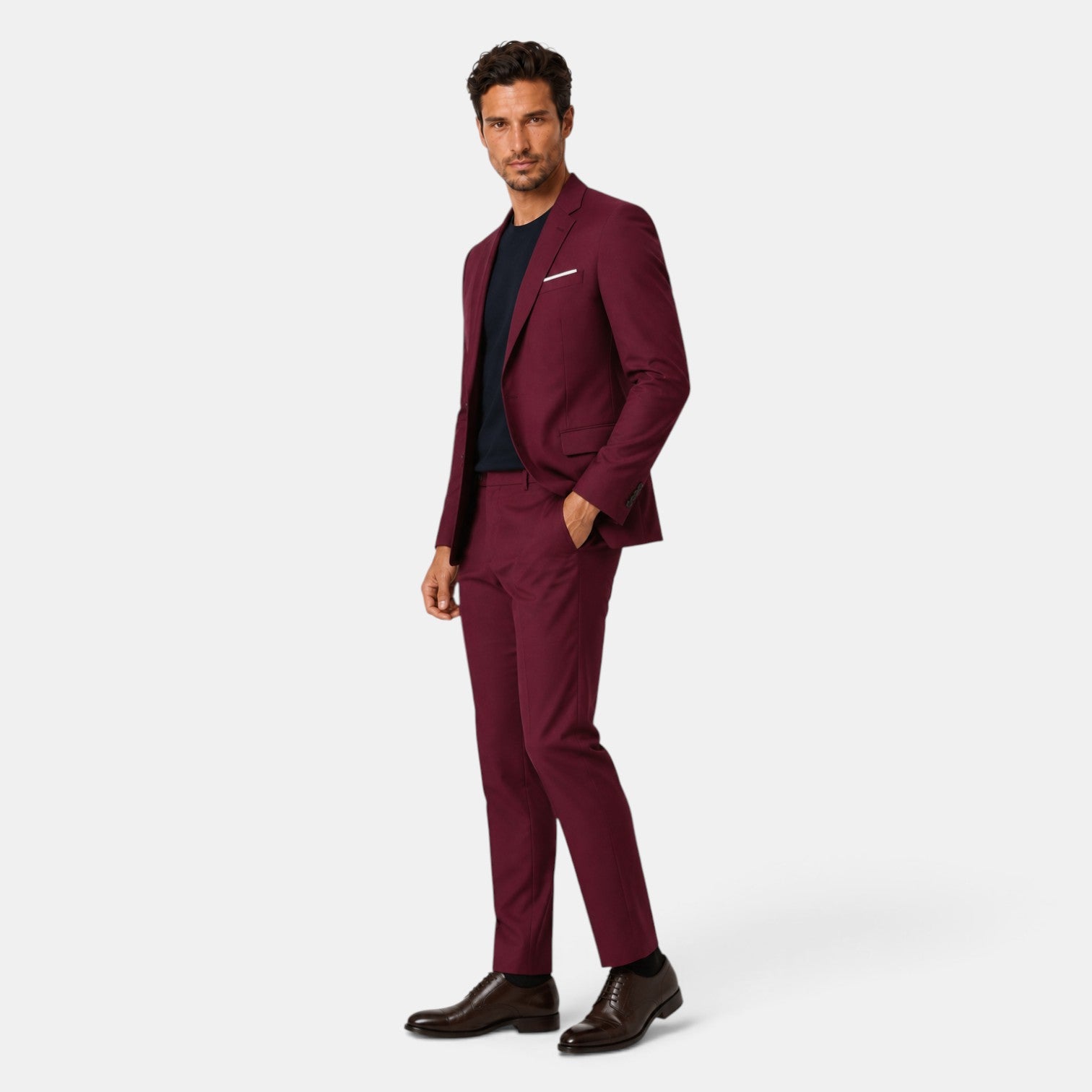 Traje Hombre Dos Piezas Corte Elegante Tejido Elástico