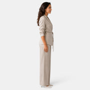 Elegant Women's Silk Suit with Belt