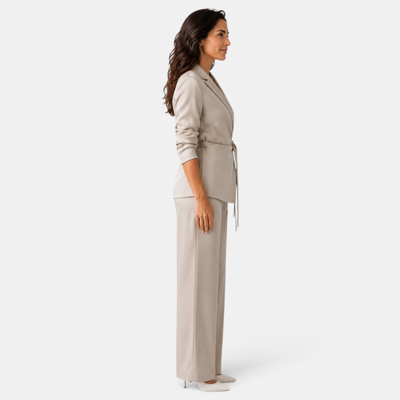 Elegant Women's Silk Suit with Belt