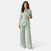 Elegant Women's Silk Suit with Belt