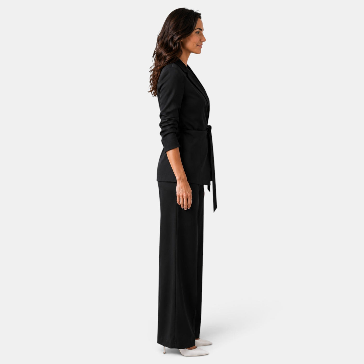 Elegant Women's Silk Suit with Belt