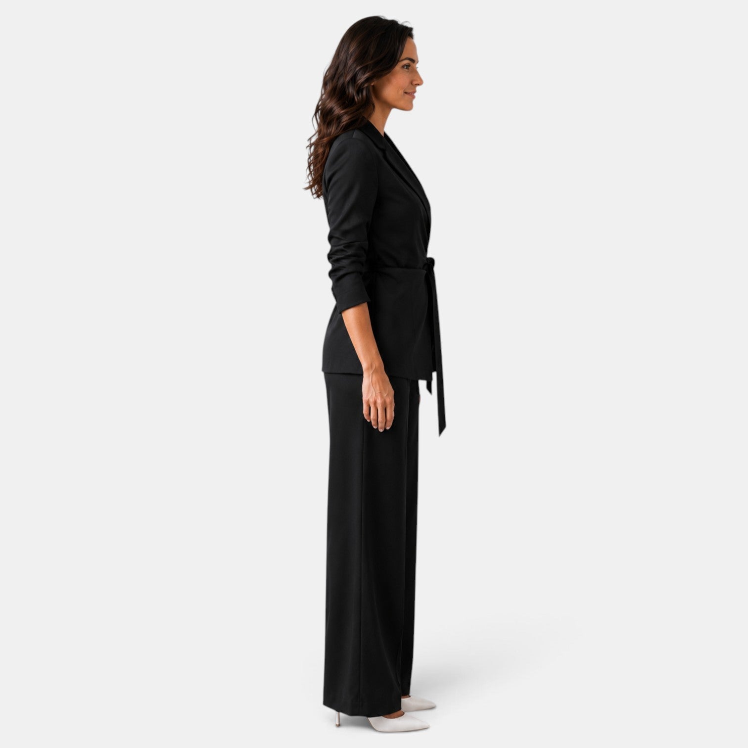 Elegant Women's Silk Suit with Belt