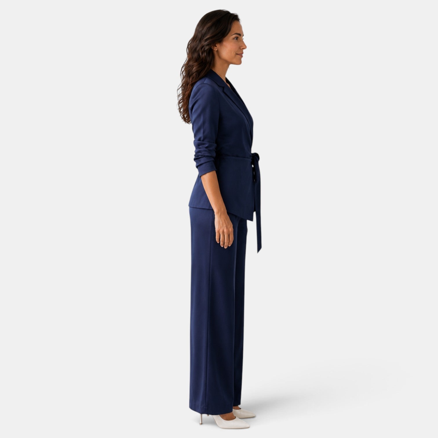 Elegant Women's Silk Suit with Belt