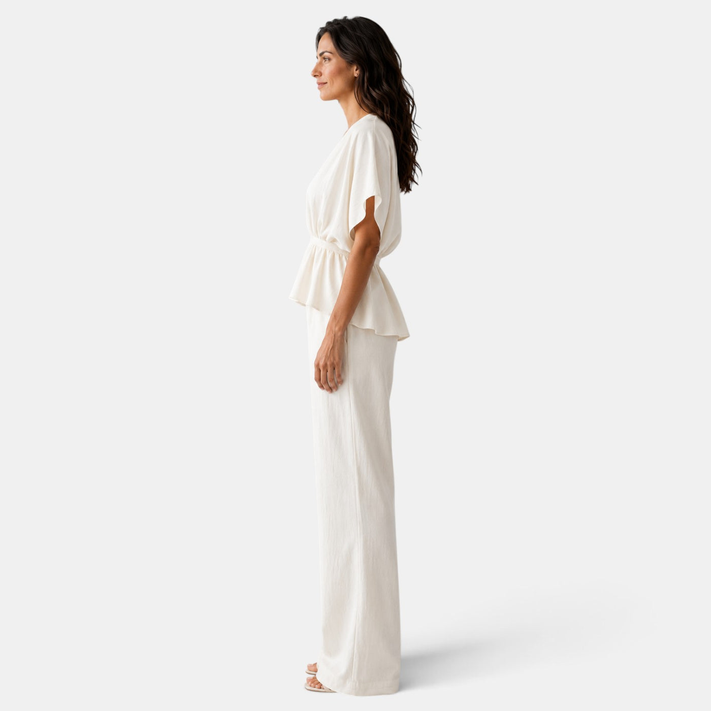 Conjunto Blanco Mujer Pantalón Ancho