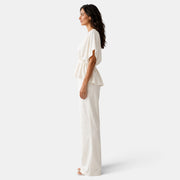 Conjunto Blanco Mujer Pantalón Ancho