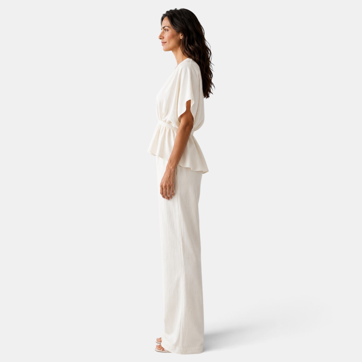 Conjunto Blanco Mujer Pantalón Ancho
