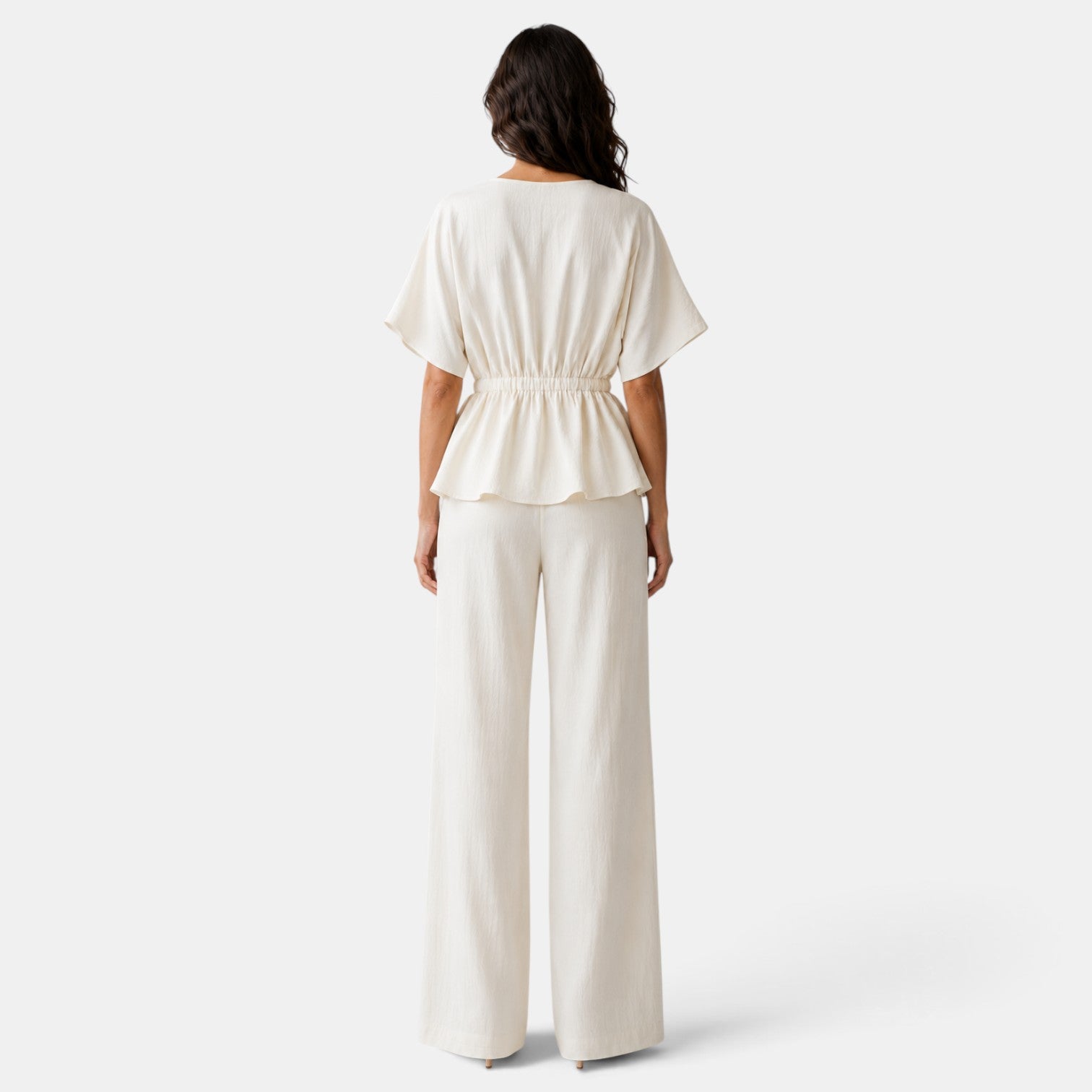 Conjunto Blanco Mujer Pantalón Ancho