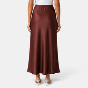 Women's Long Satin Skirt with Drawstring