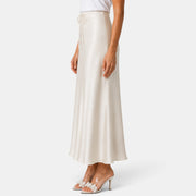 Women's Long Satin Skirt with Drawstring