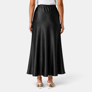 Women's Long Satin Skirt with Drawstring