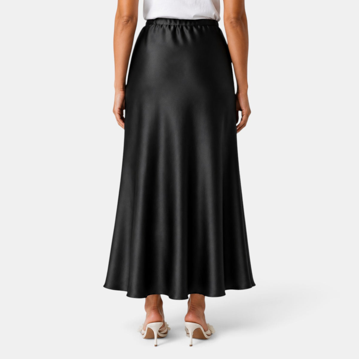 Women's Long Satin Skirt with Drawstring