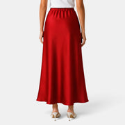 Women's Long Satin Skirt with Drawstring