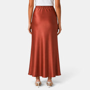 Women's Long Satin Skirt with Drawstring