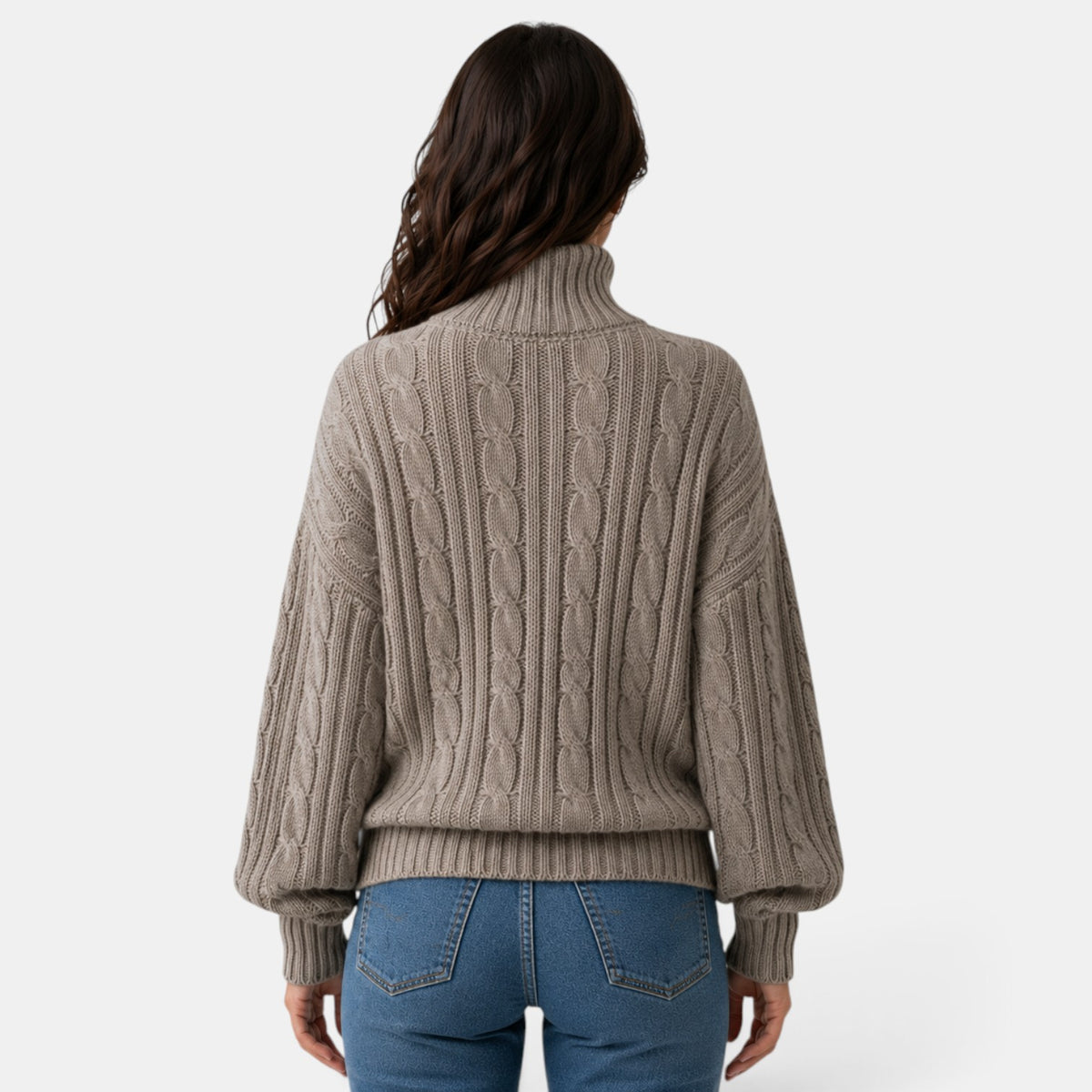 Suéter Mujer Cuello Alto Trenzado
