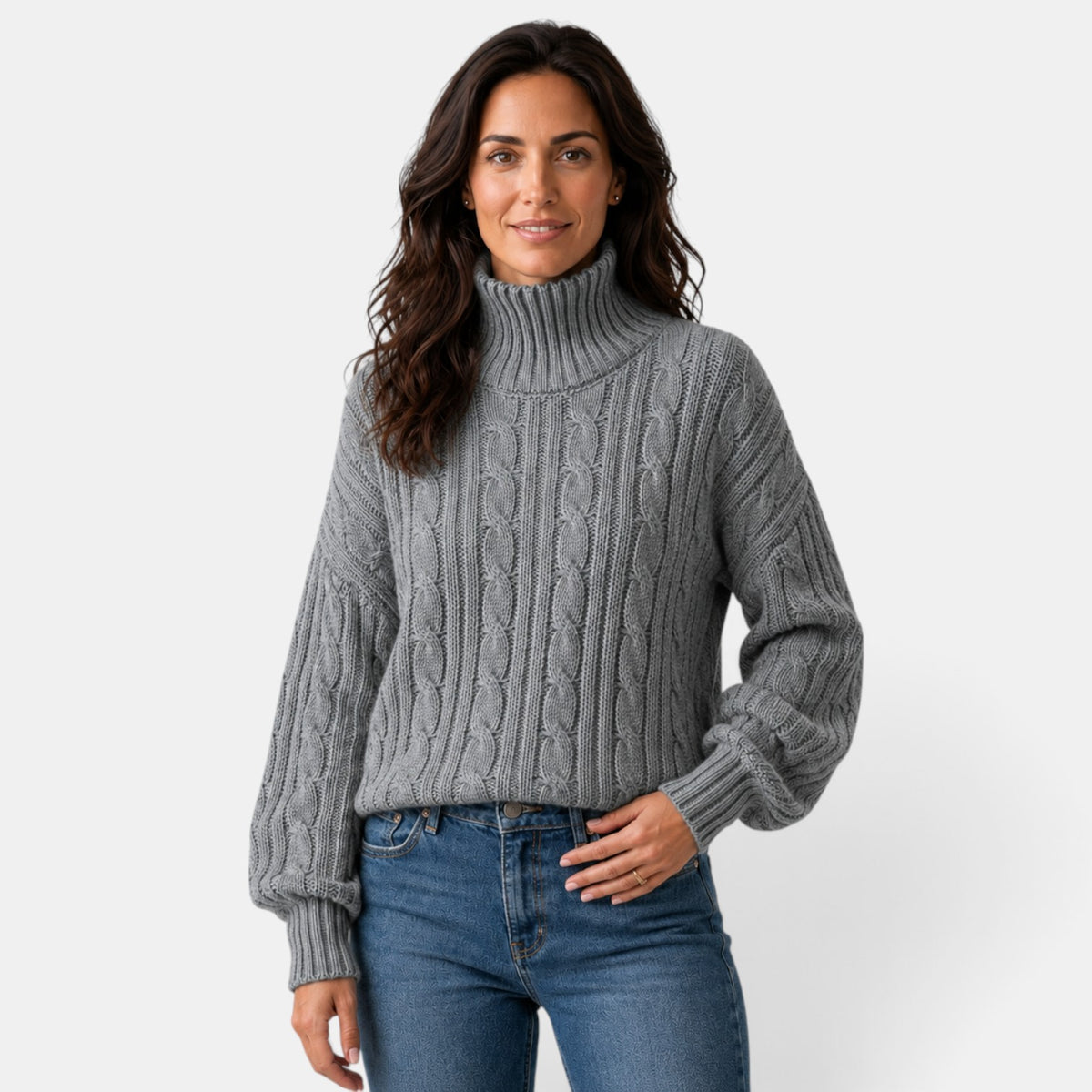 Suéter Mujer Cuello Alto Trenzado