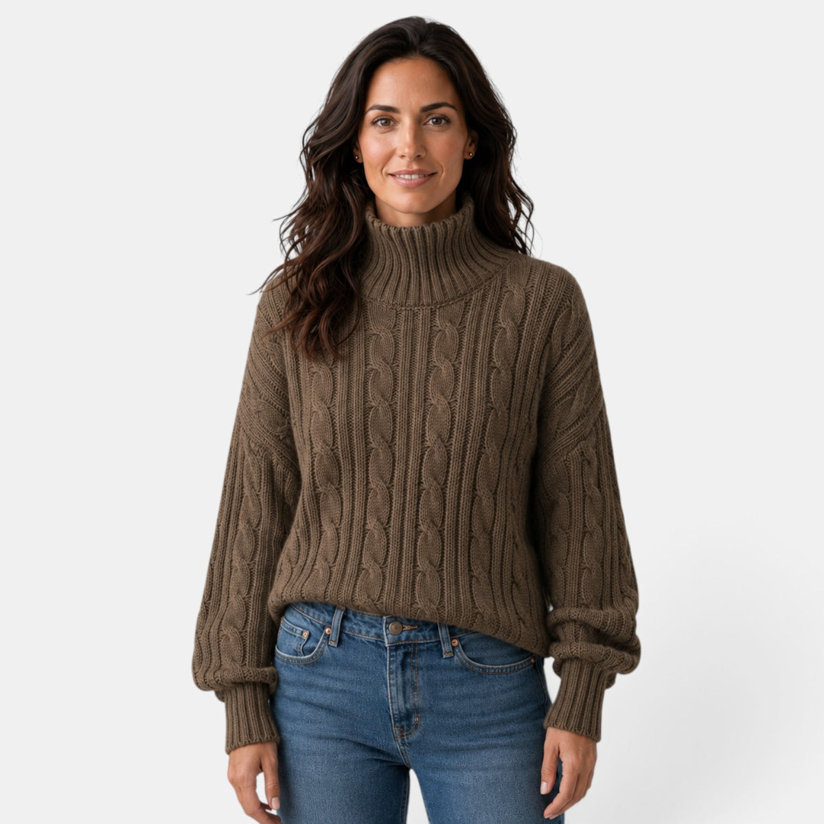 Suéter Mujer Cuello Alto Trenzado