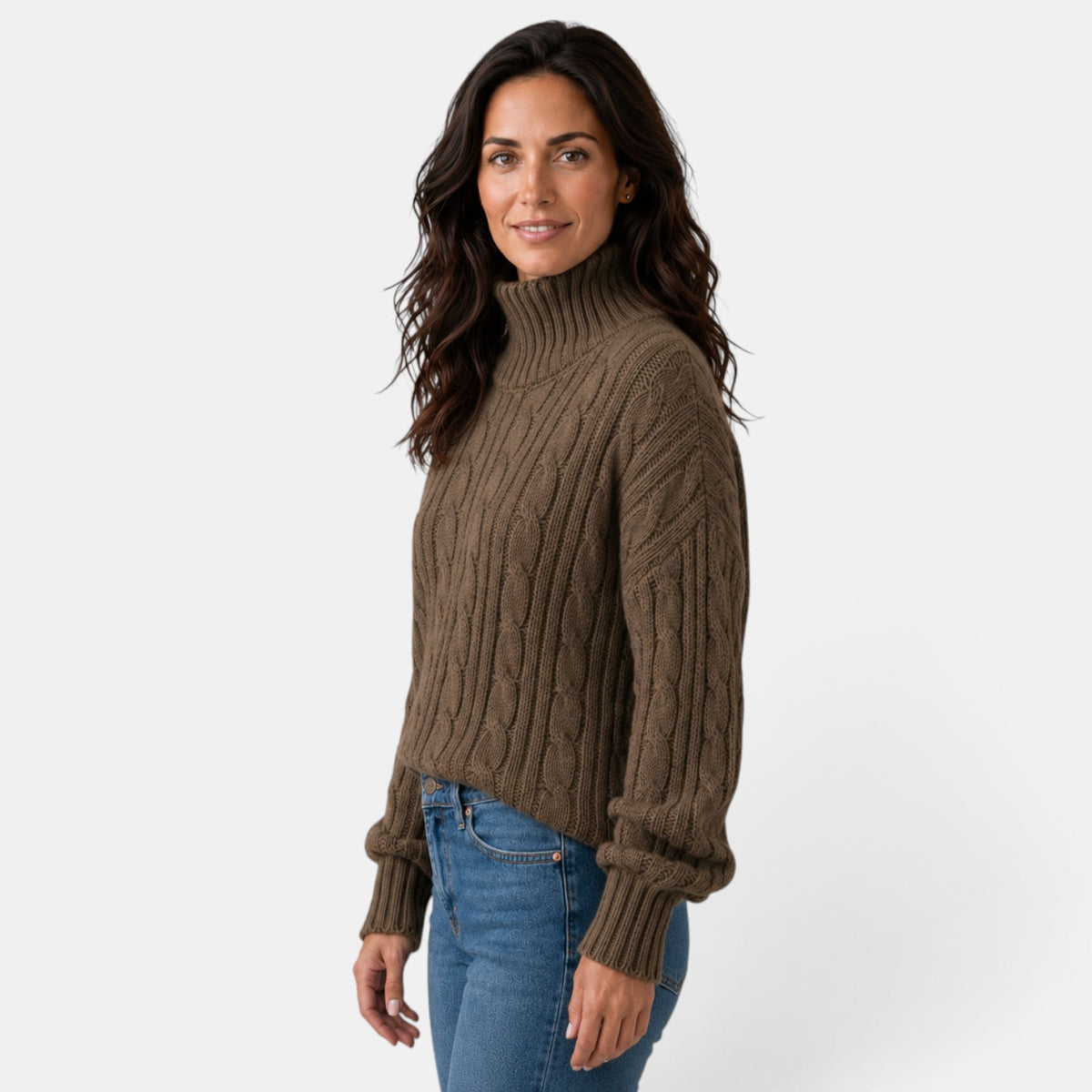 Suéter Mujer Cuello Alto Trenzado