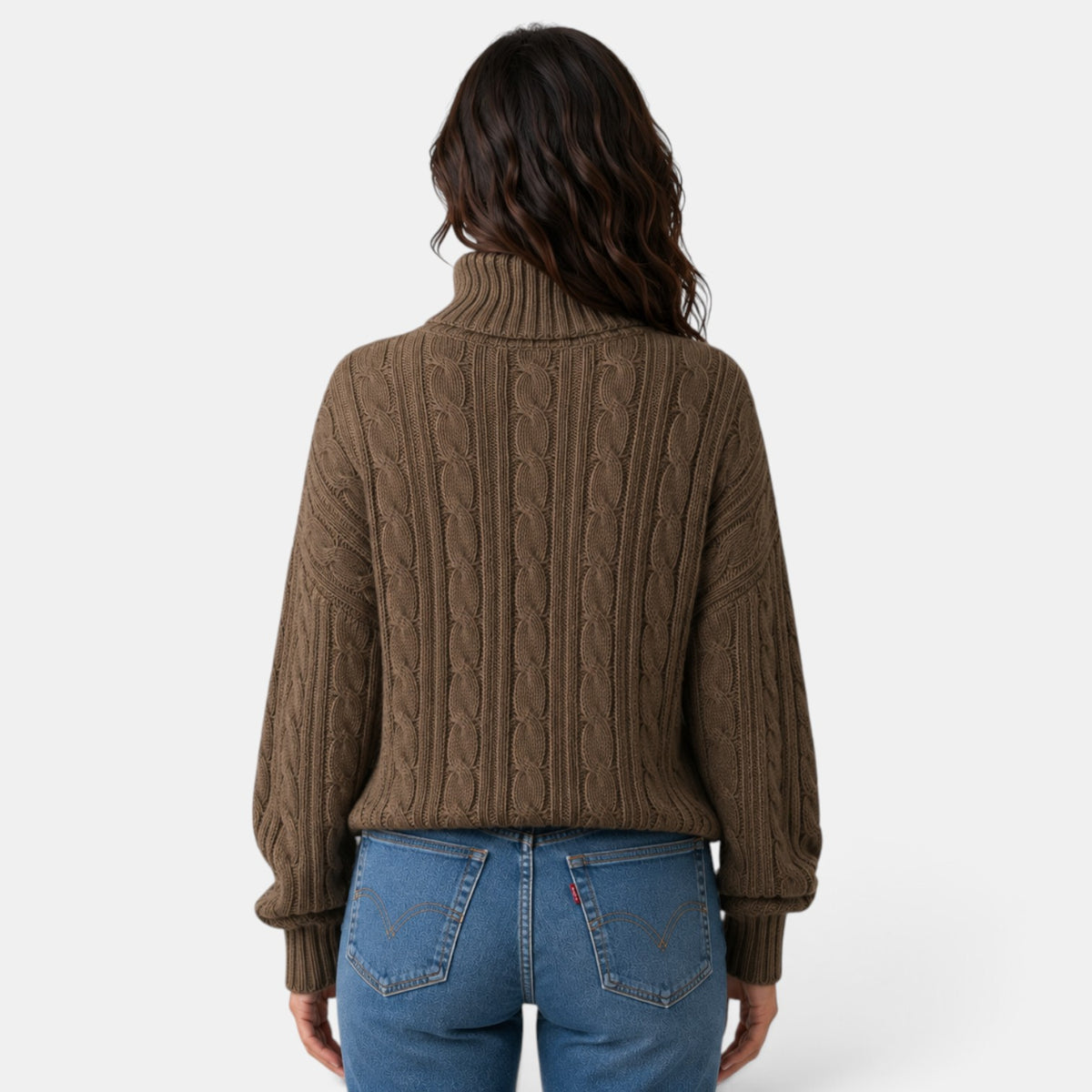 Suéter Mujer Cuello Alto Trenzado