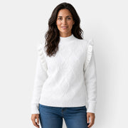 Suéter Mujer Cuello Alto Volantes