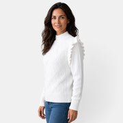 Suéter Mujer Cuello Alto Volantes
