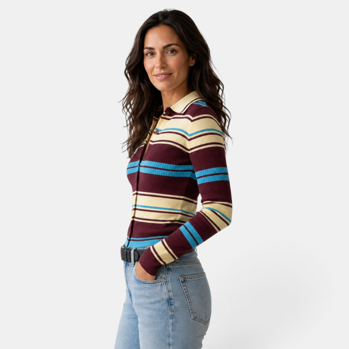 Cárdigan Mujer Punto Rayas Multicolor