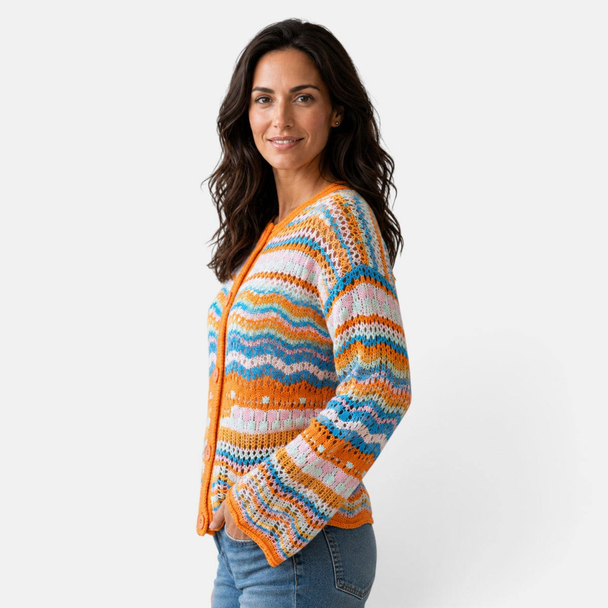 Women's Multicolor Striped Cardigan