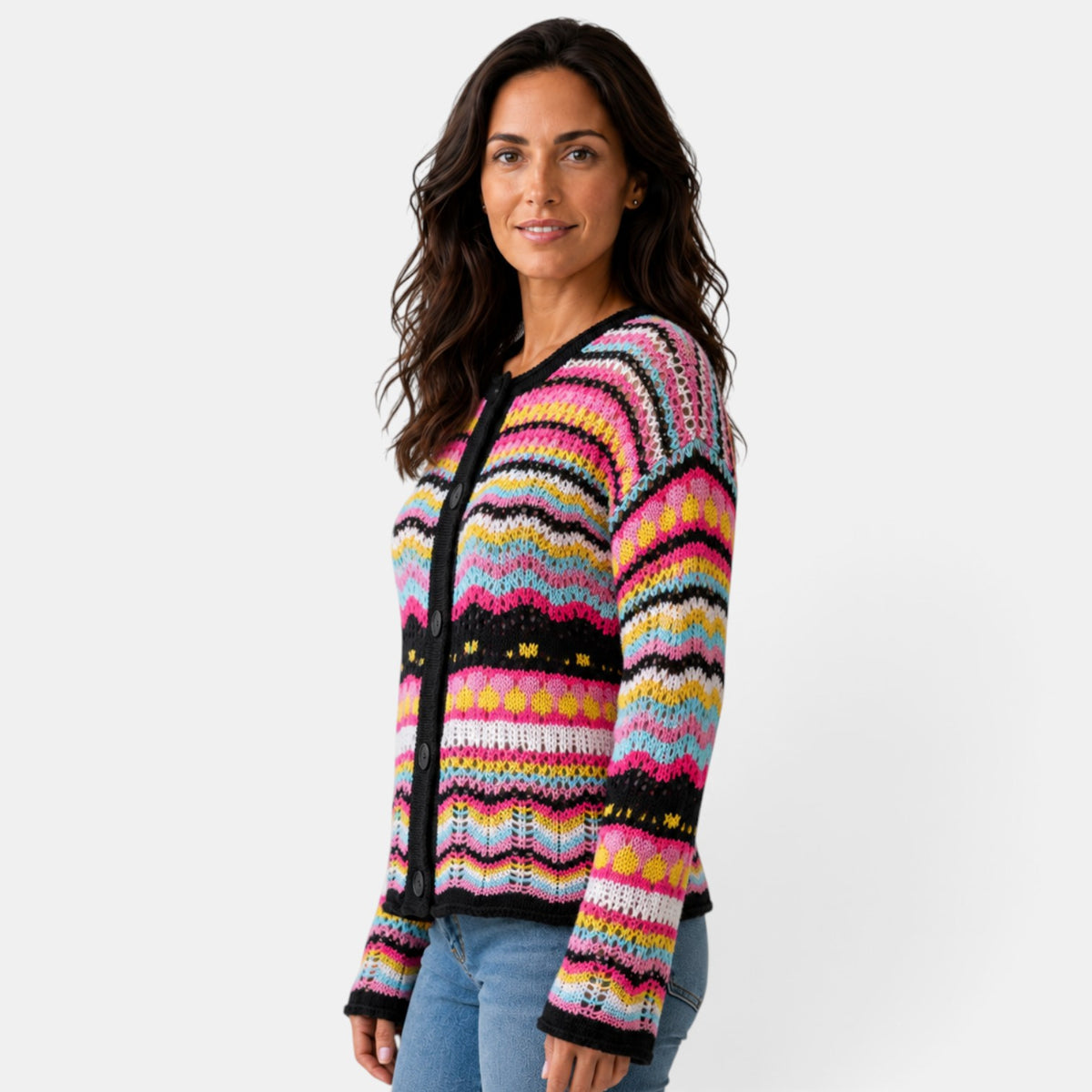 Women's Multicolor Striped Cardigan