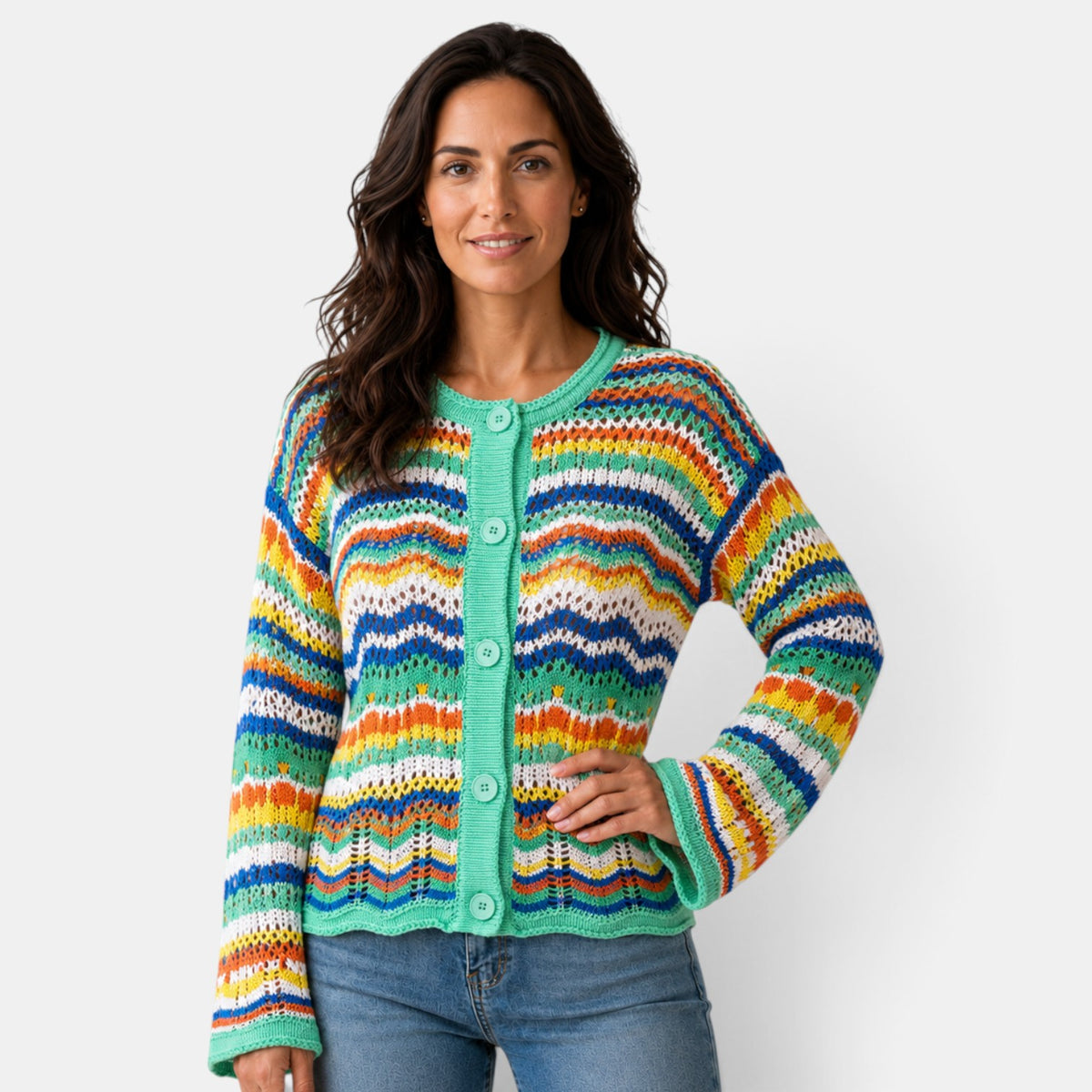 Women's Multicolor Striped Cardigan
