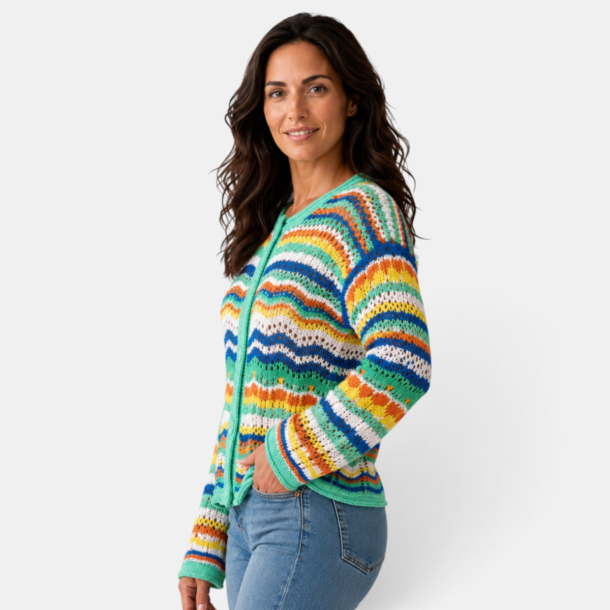 Women's Multicolor Striped Cardigan