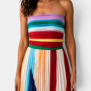 Vestido Largo Mujer – Plisado Sin Tirantes