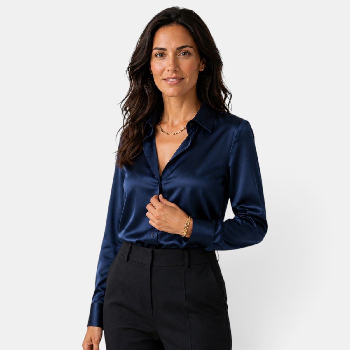 Women's Satin Button-Down Shirt