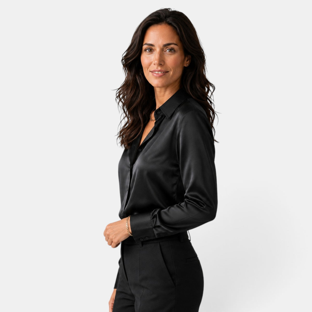 Women's Satin Button-Down Shirt