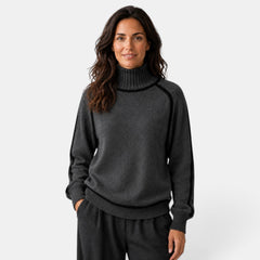 Women's Oversized Turtleneck Sweater - Relaxed Fit Warm Knit